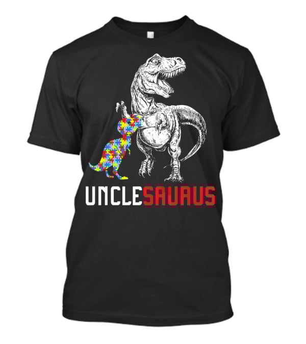 UNCLESAURUS Autism Awareness Dinosaur Puzzle T-Shirt