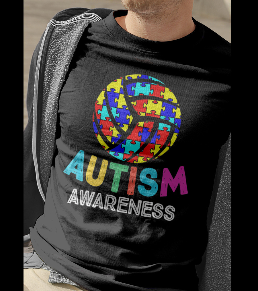 Autism Awareness Volleyball Puzzle T-Shirt