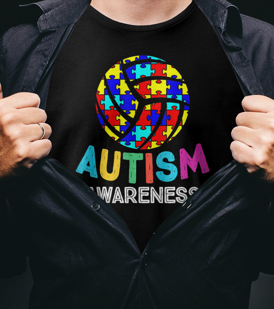 Autism Awareness Volleyball Puzzle T-Shirt