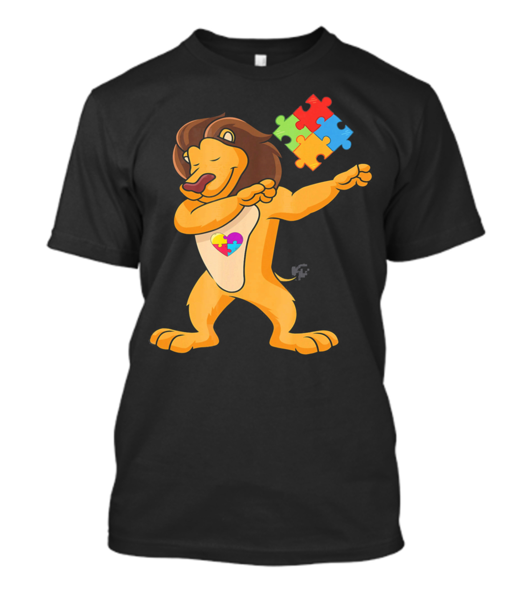Lion Dab Puzzle Piece Autism Awareness T-Shirt
