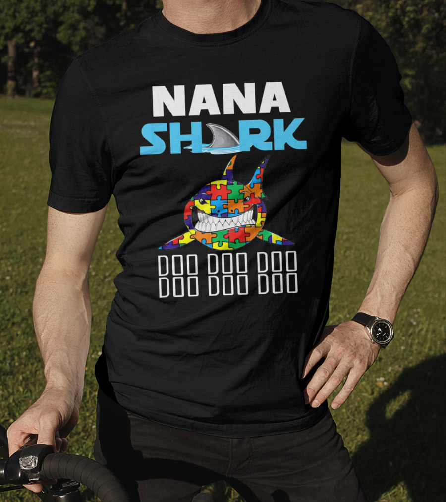 Nana Shark Autism Awareness Puzzle Doo Doo Doo T-Shirt