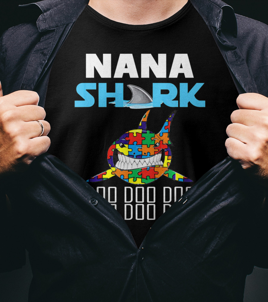 Nana Shark Autism Awareness Puzzle Doo Doo Doo T-Shirt