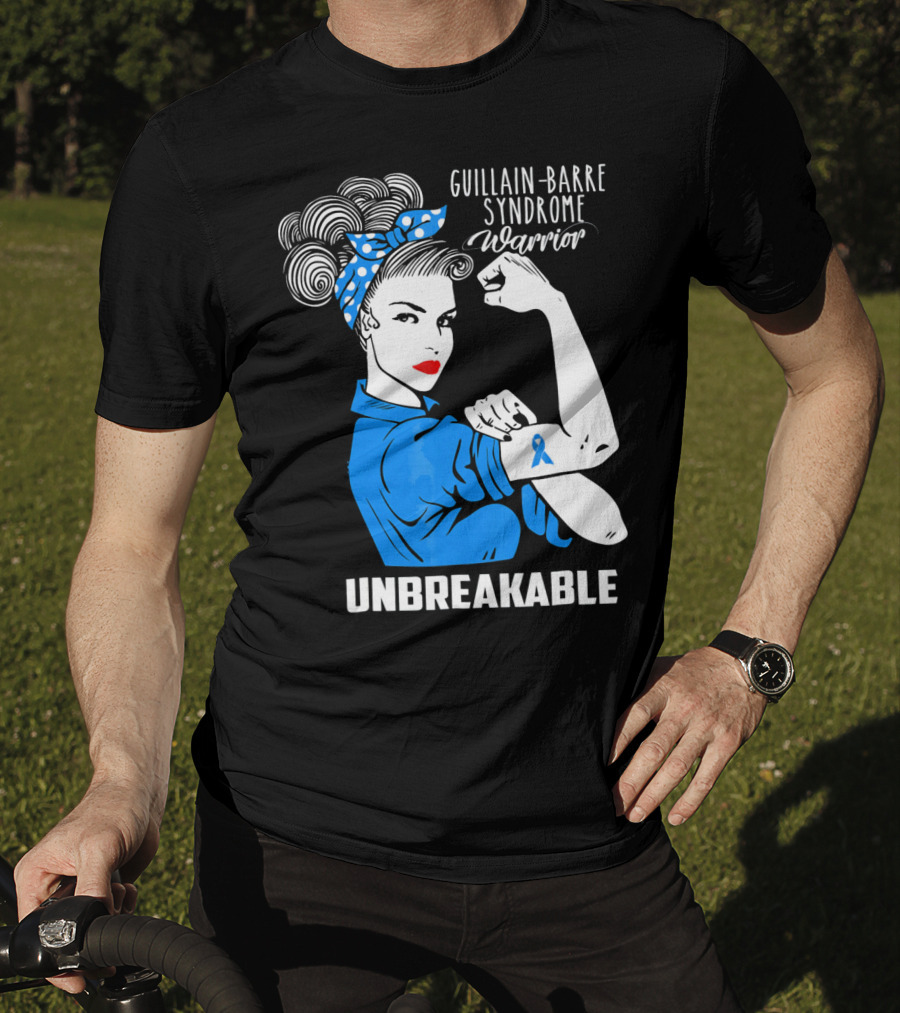 Guillain-Barre Syndrome Warrior Unbreakable Retro Strong Woman With Awareness T-Shirt