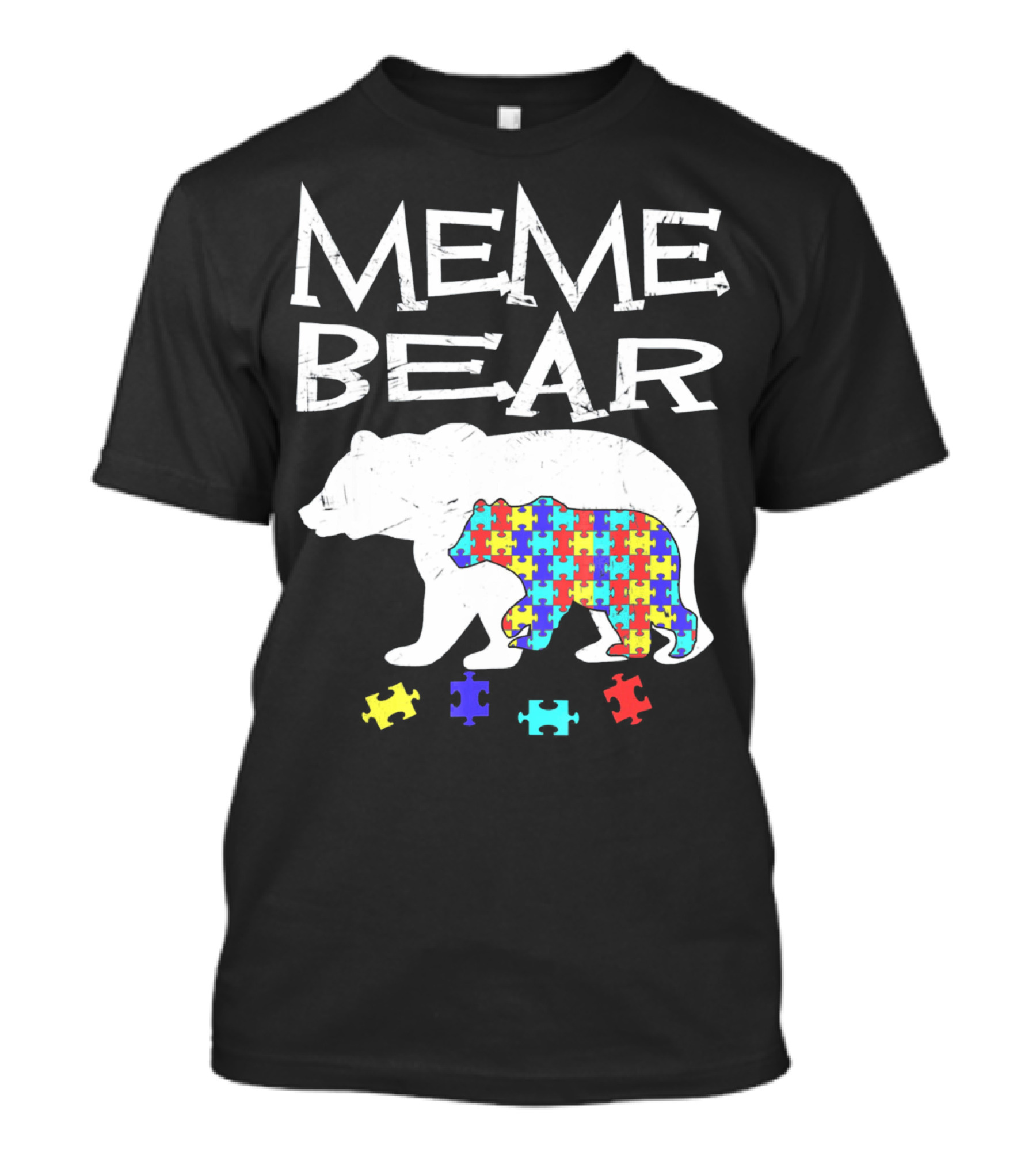 Meme Bear Autism Awareness Puzzle Piece Bear T-Shirt