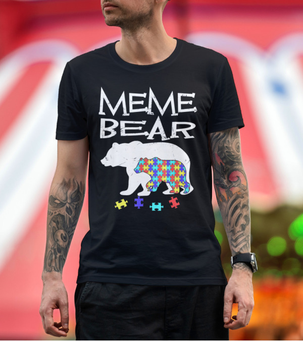 Premium T-Shirt: Meme Bear Autism Awareness Puzzle Piece Bear T-Shirt Meme Bear Autism Awareness Puzzle Piece Bear T-Shirt