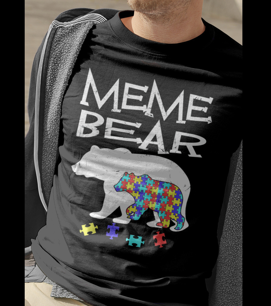 Meme Bear Autism Awareness Puzzle Piece Bear T-Shirt