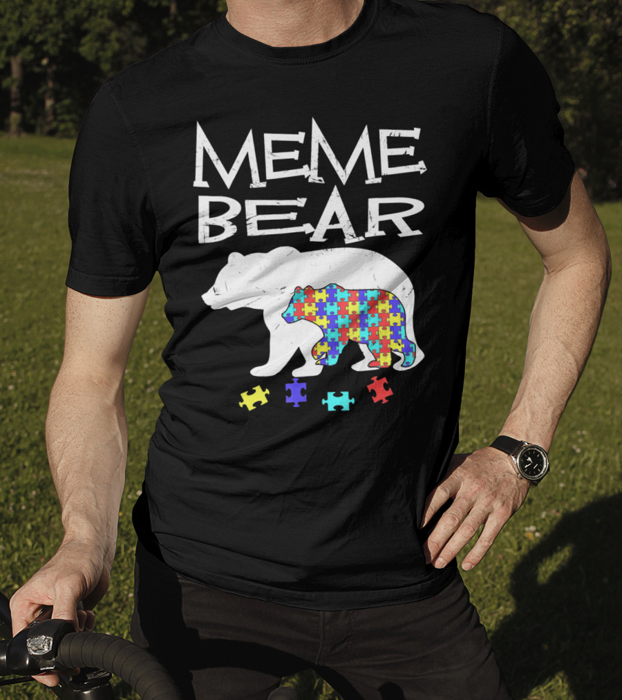 Meme Bear Autism Awareness Puzzle Piece Bear T-Shirt