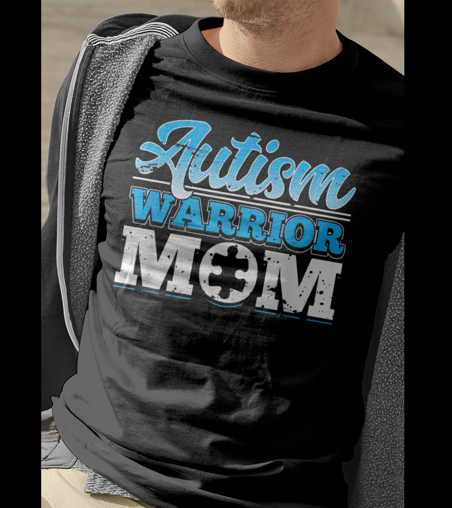 Autism Warrior Mom Awareness Puzzle Piece T-Shirt