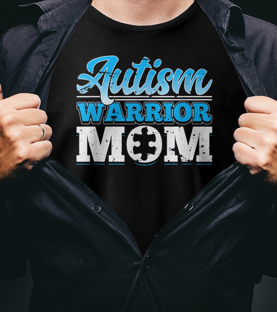 Autism Warrior Mom Awareness Puzzle Piece T-Shirt