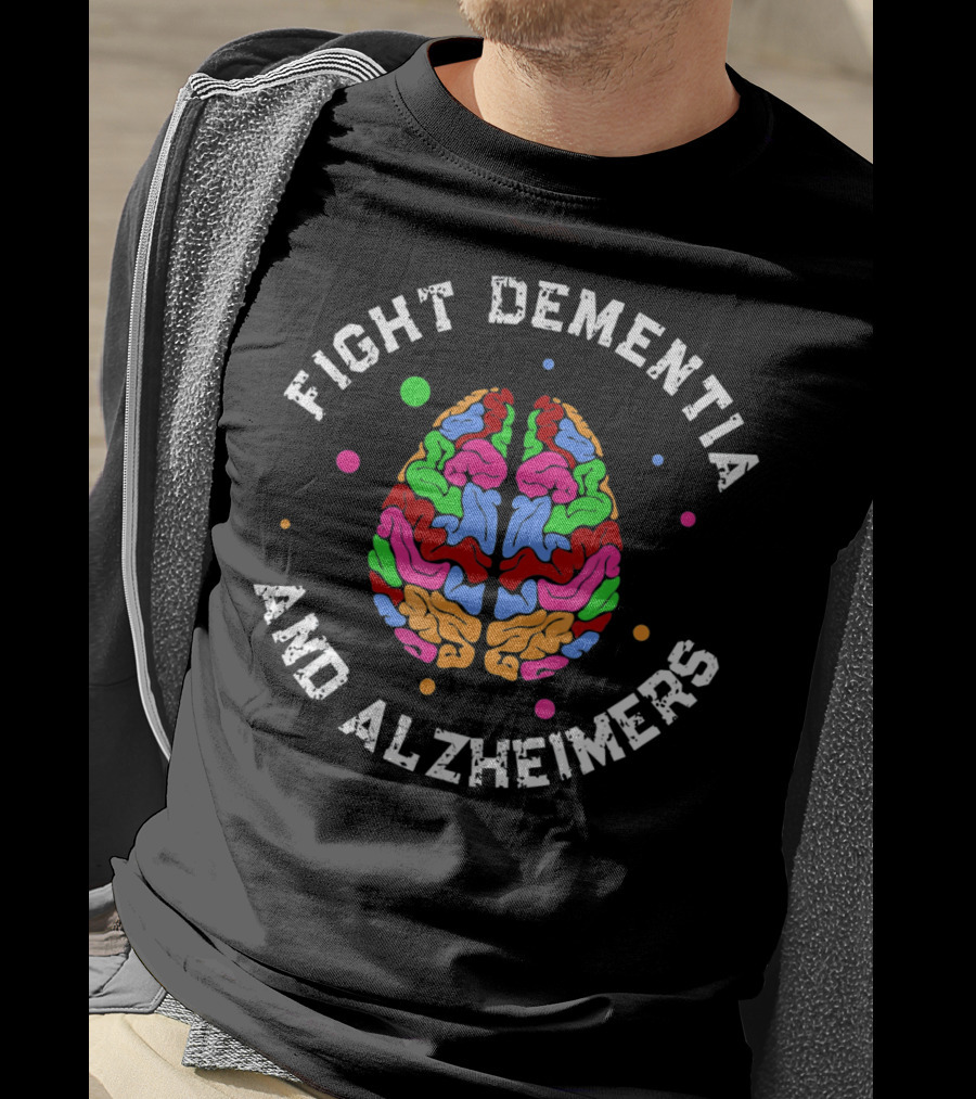 Fight Dementia And Alzheimer's Colorful Brain Awareness T-Shirt