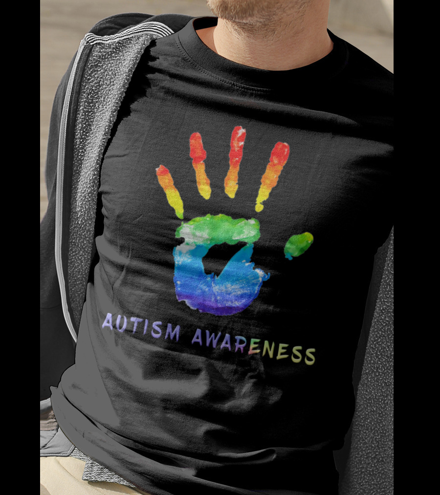 Autism Awareness Colorful Rainbow Handprint T-Shirt