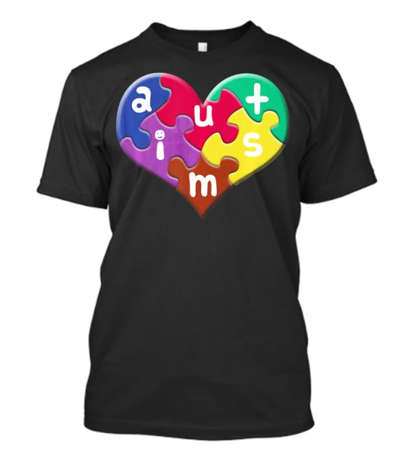 Autism Awareness Heart Puzzle Pieces Love Smile Colorful T-Shirt