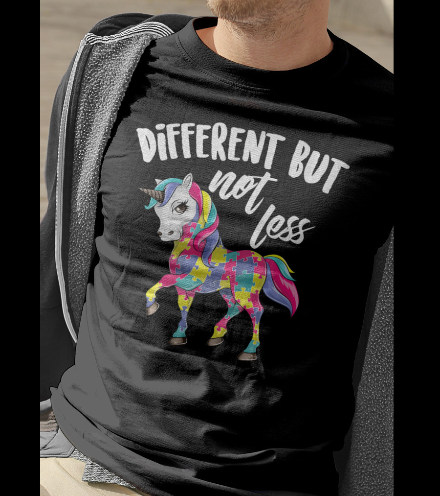 Different But Not Less Unicorn Puzzle Piece T-Shirt