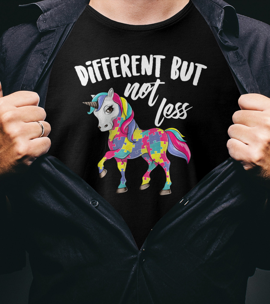 Different But Not Less Unicorn Puzzle Piece T-Shirt