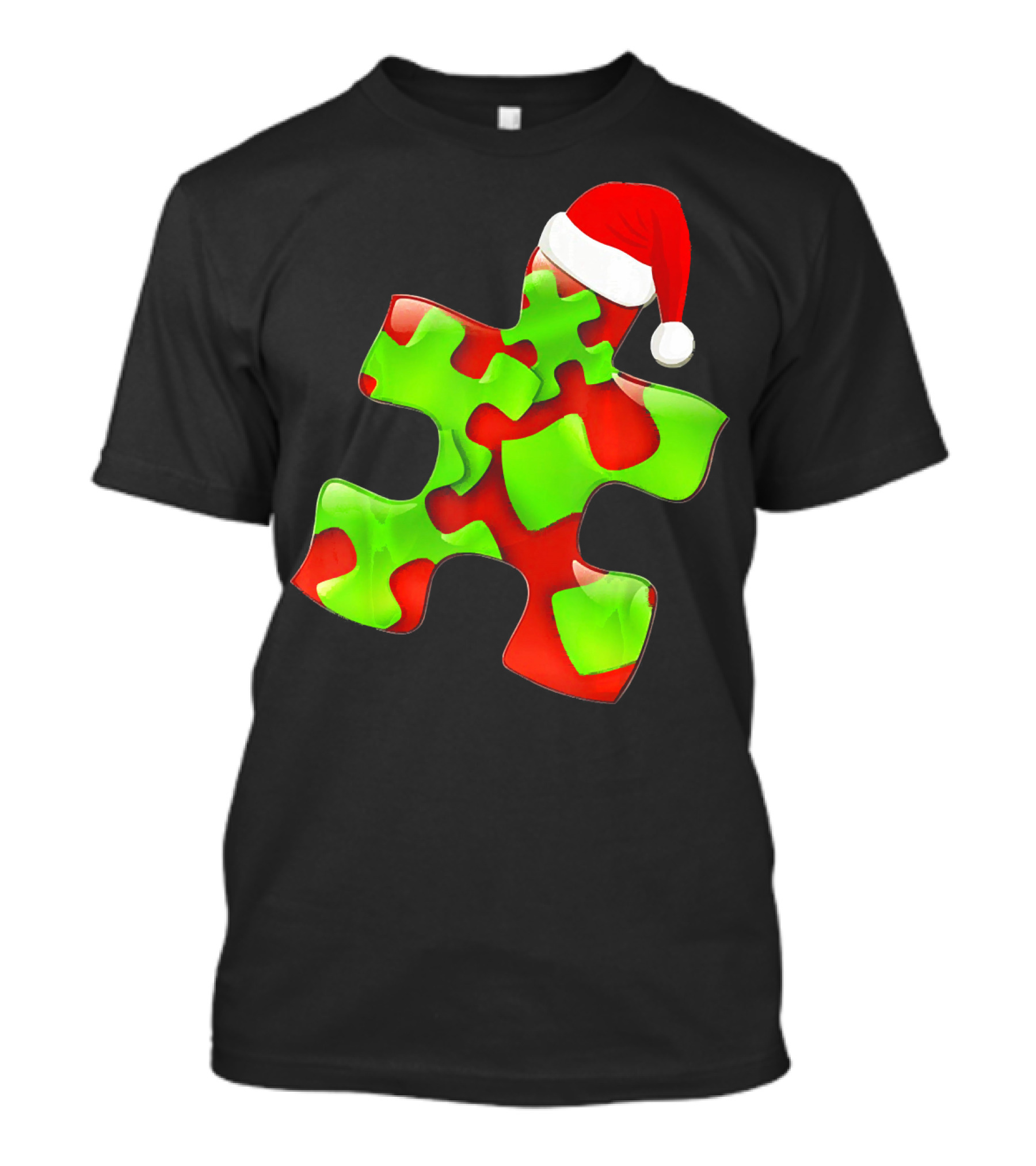 Funny Santa Claus Puzzle Piece Autism Awareness T-Shirt