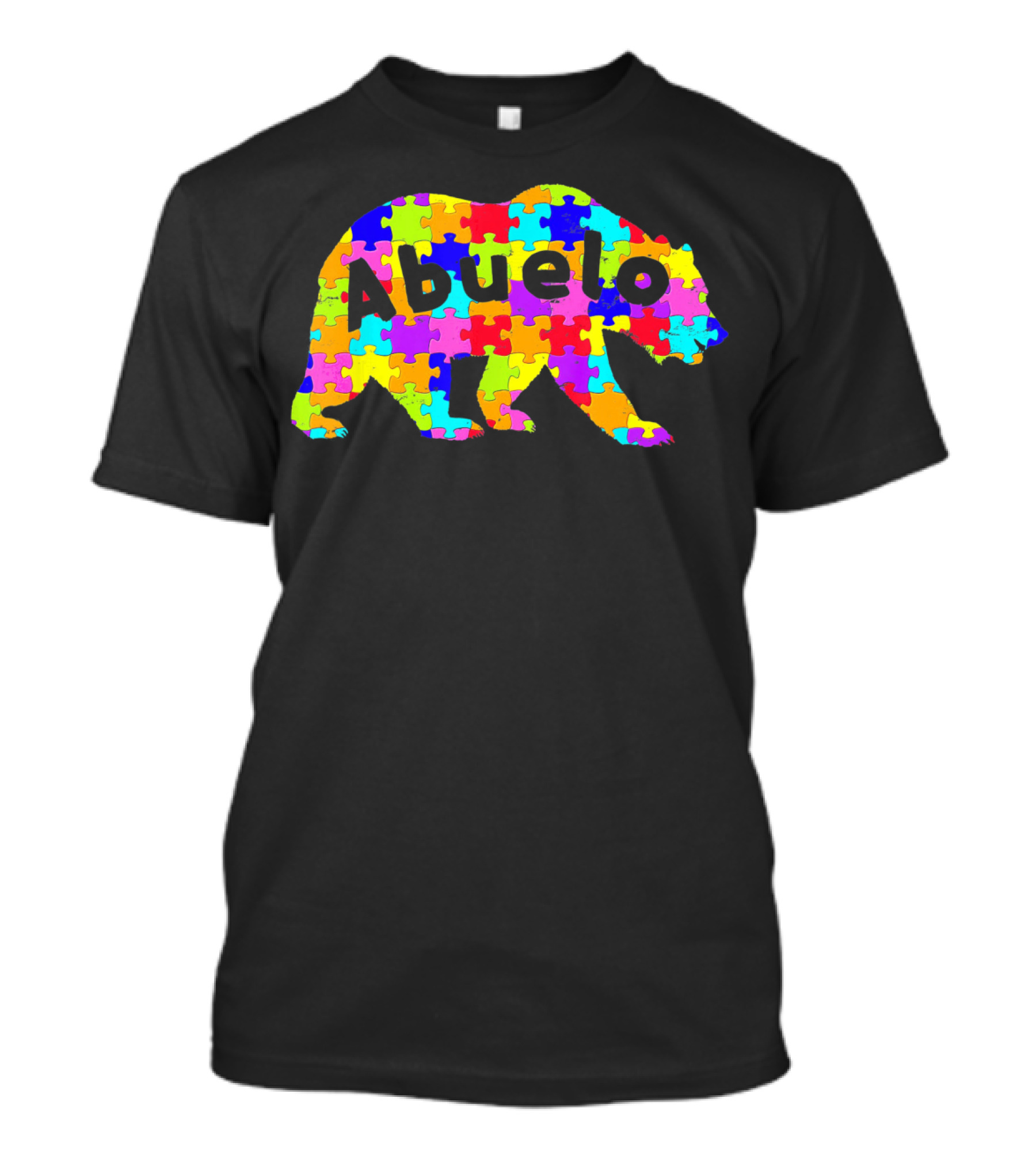 Abuelo Bear Autism Awareness Puzzle Pattern Autistic T-Shirt