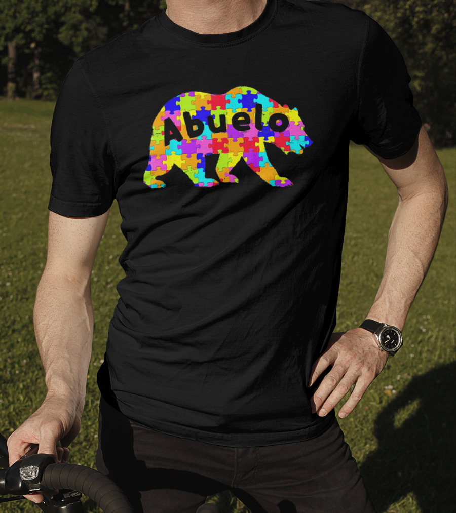 Abuelo Bear Autism Awareness Puzzle Pattern Autistic T-Shirt
