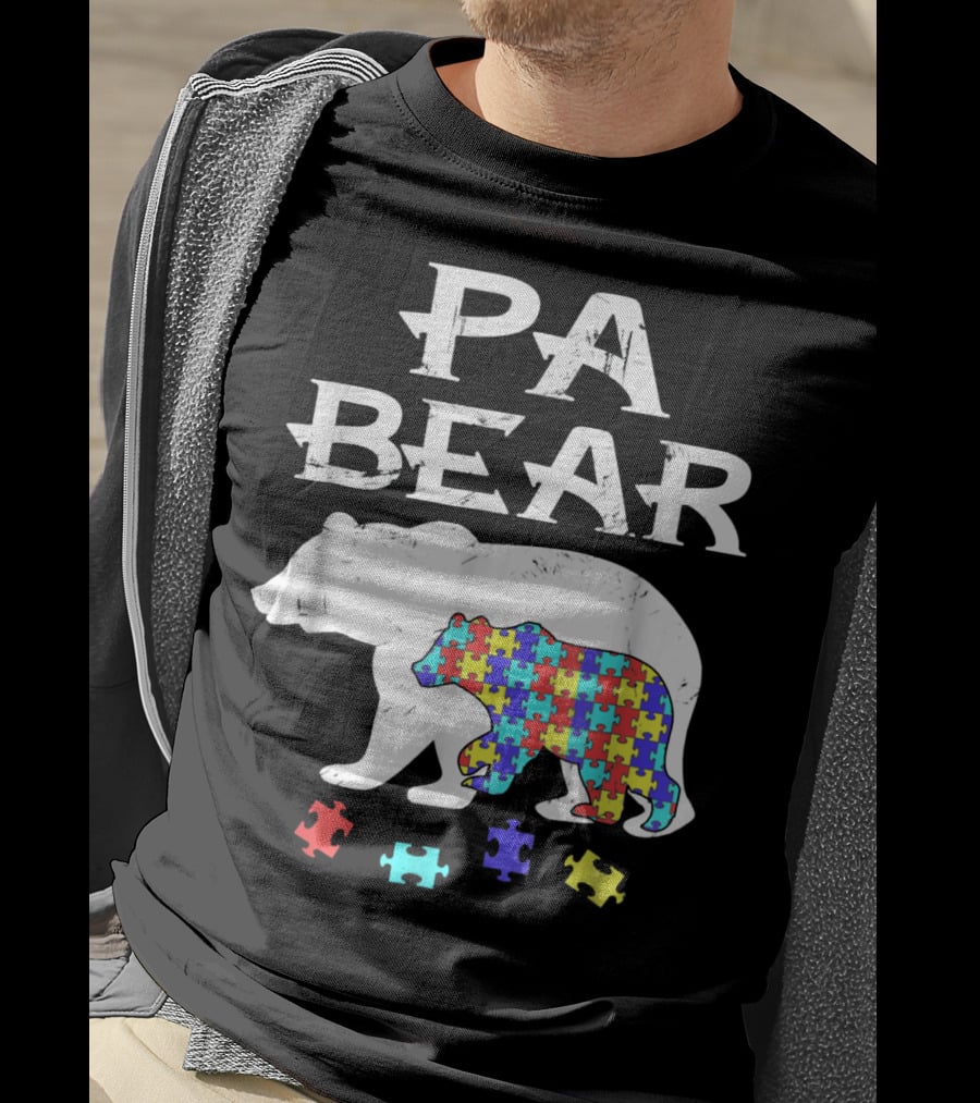 PA Bear With Autism Awareness Puzzle Pieces T-Shirt