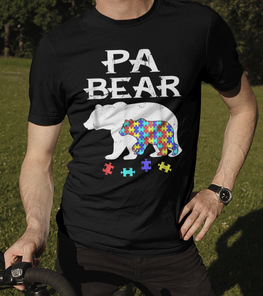 PA Bear With Autism Awareness Puzzle Pieces T-Shirt