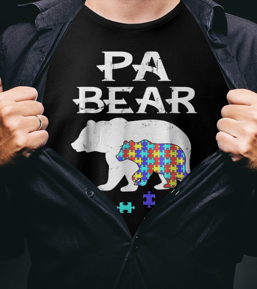 PA Bear With Autism Awareness Puzzle Pieces T-Shirt