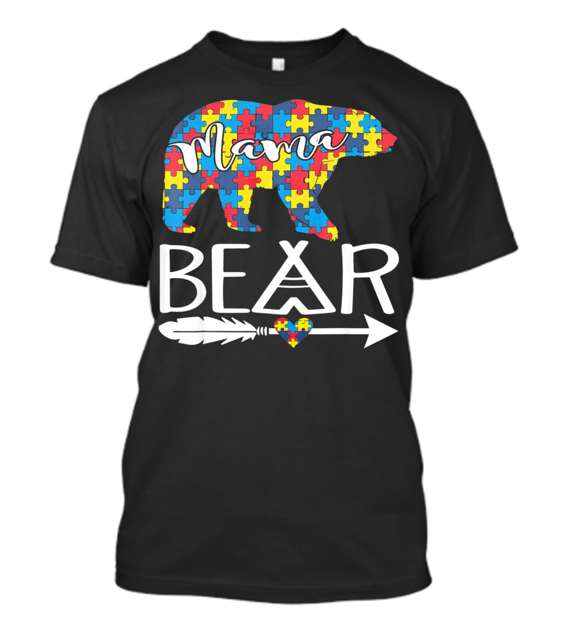 Mama Bear Puzzle Heart Arrow Autism T-Shirt
