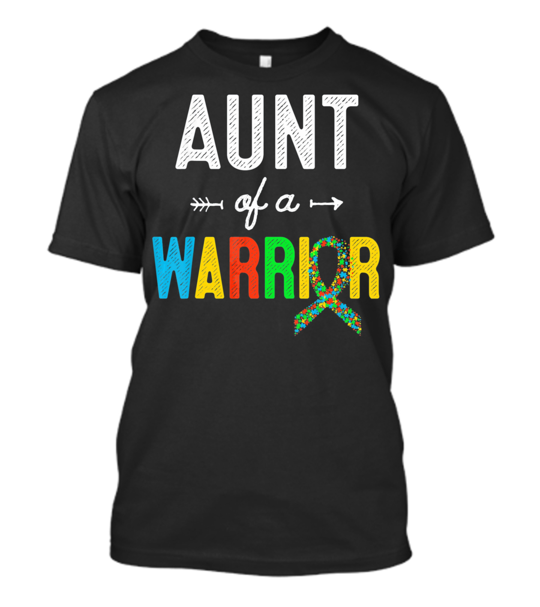 Aunt Of A Warrior Autism Awareness Colorful Puzzle T-Shirt