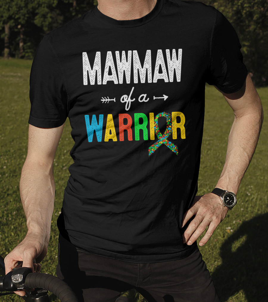 Maw Maw Of A Warrior Autism Awareness Puzzle T-Shirt
