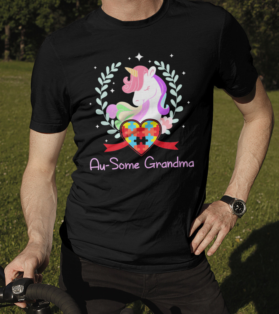 Au-Some Grandma Unicorn Heart Autism Awareness T-Shirt