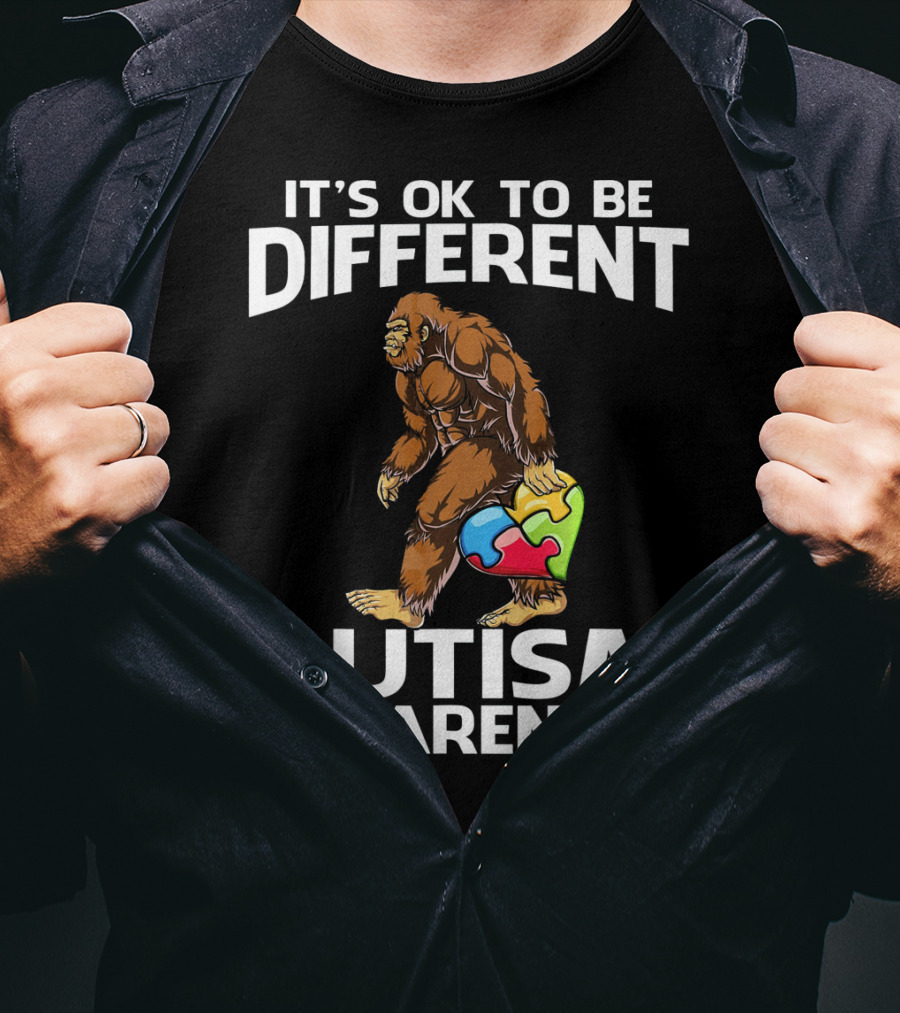 It's Ok To Be Different Bigfoot Autism Awareness T-Shirt