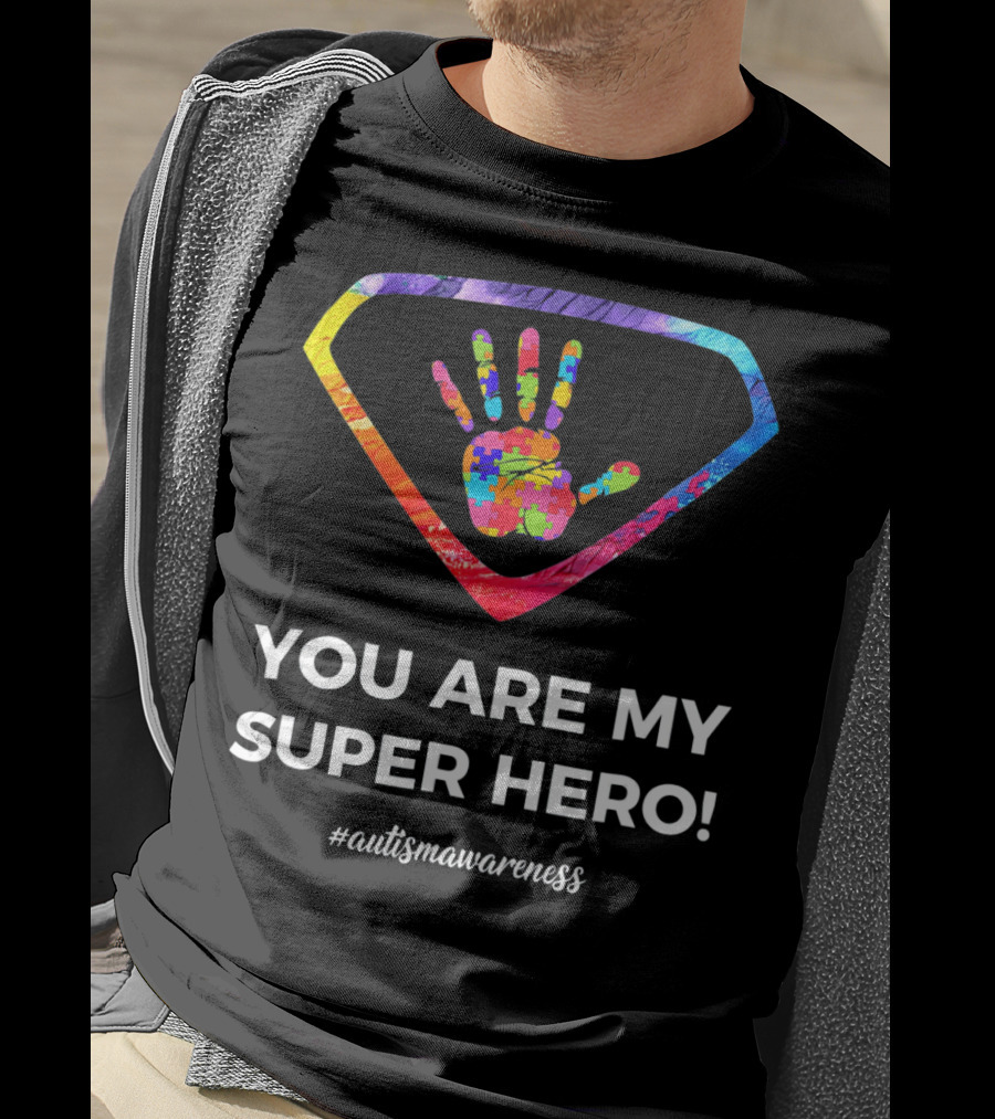 You Are My Superhero Autism Awareness Handprint Puzzle T-Shirt