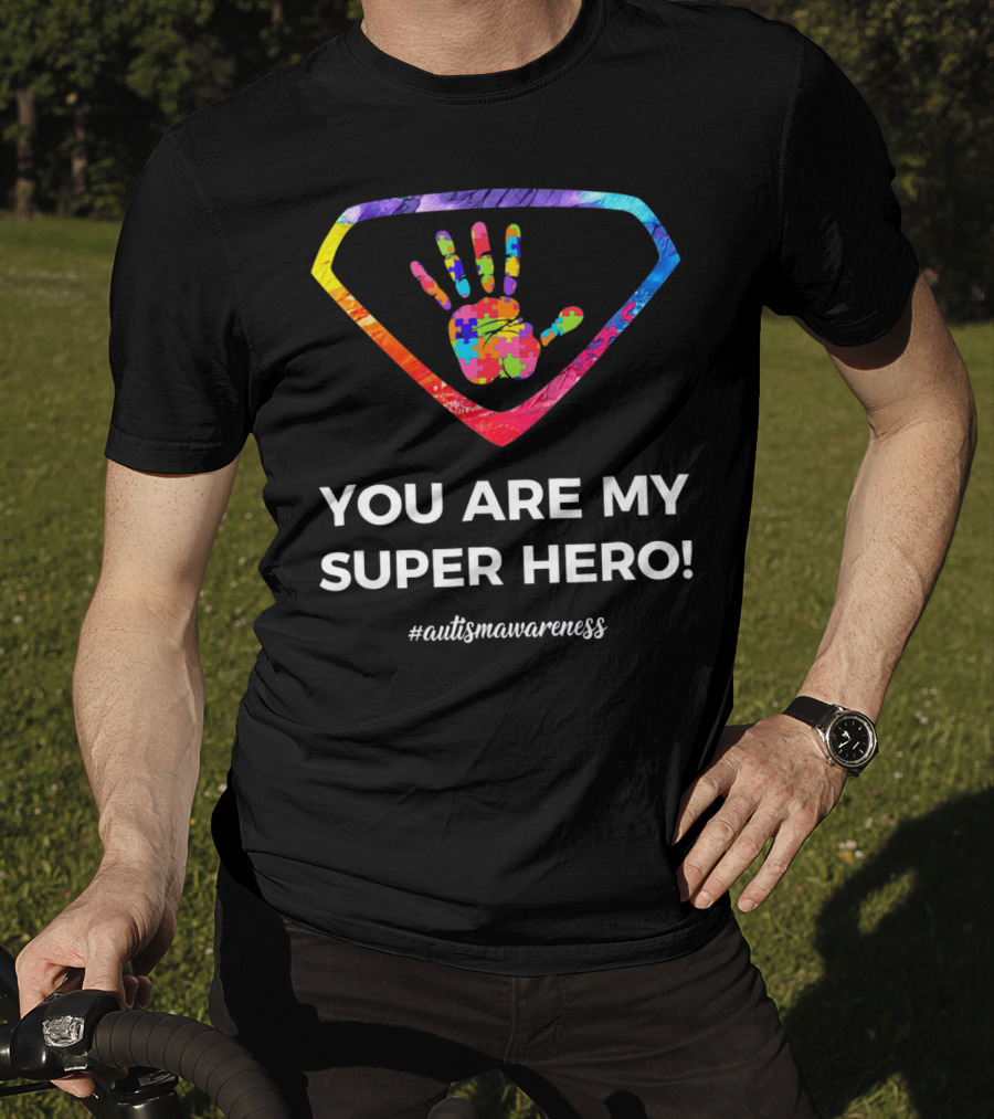 You Are My Superhero Autism Awareness Handprint Puzzle T-Shirt