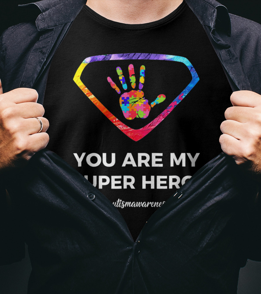 You Are My Superhero Autism Awareness Handprint Puzzle T-Shirt