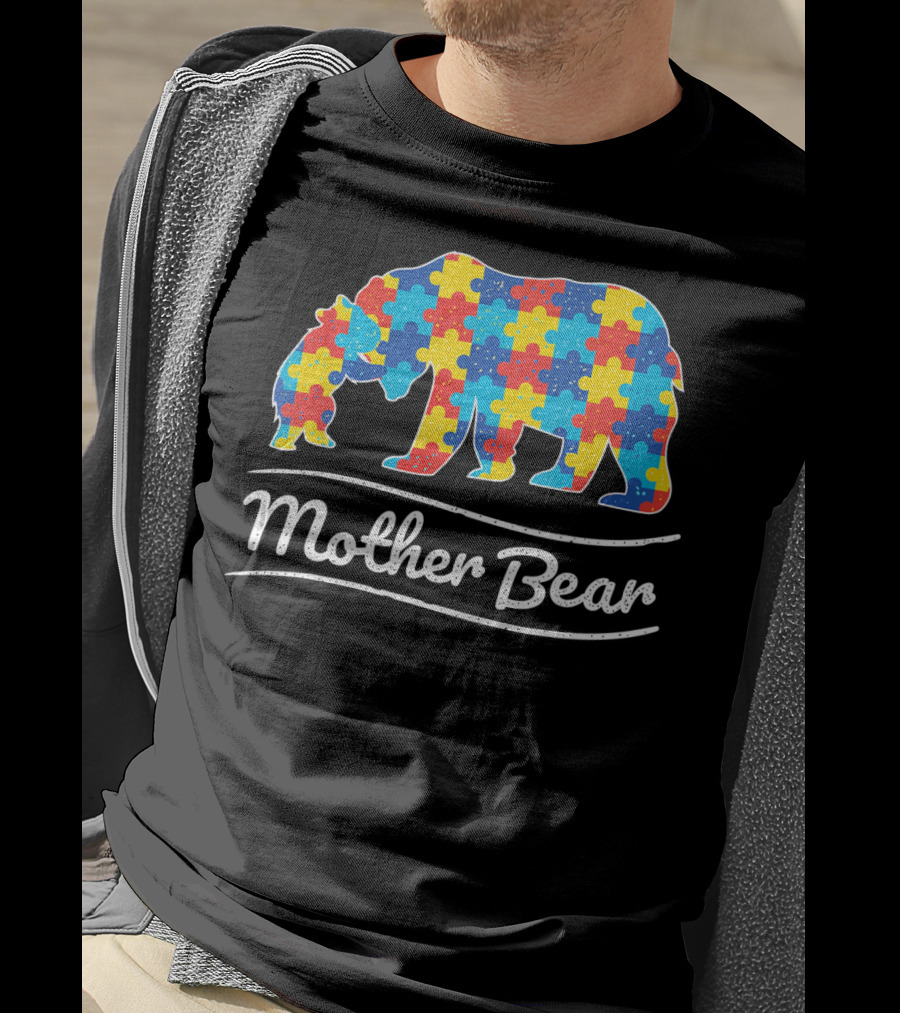 Mother Bear Autism Puzzle Awareness T-Shirt