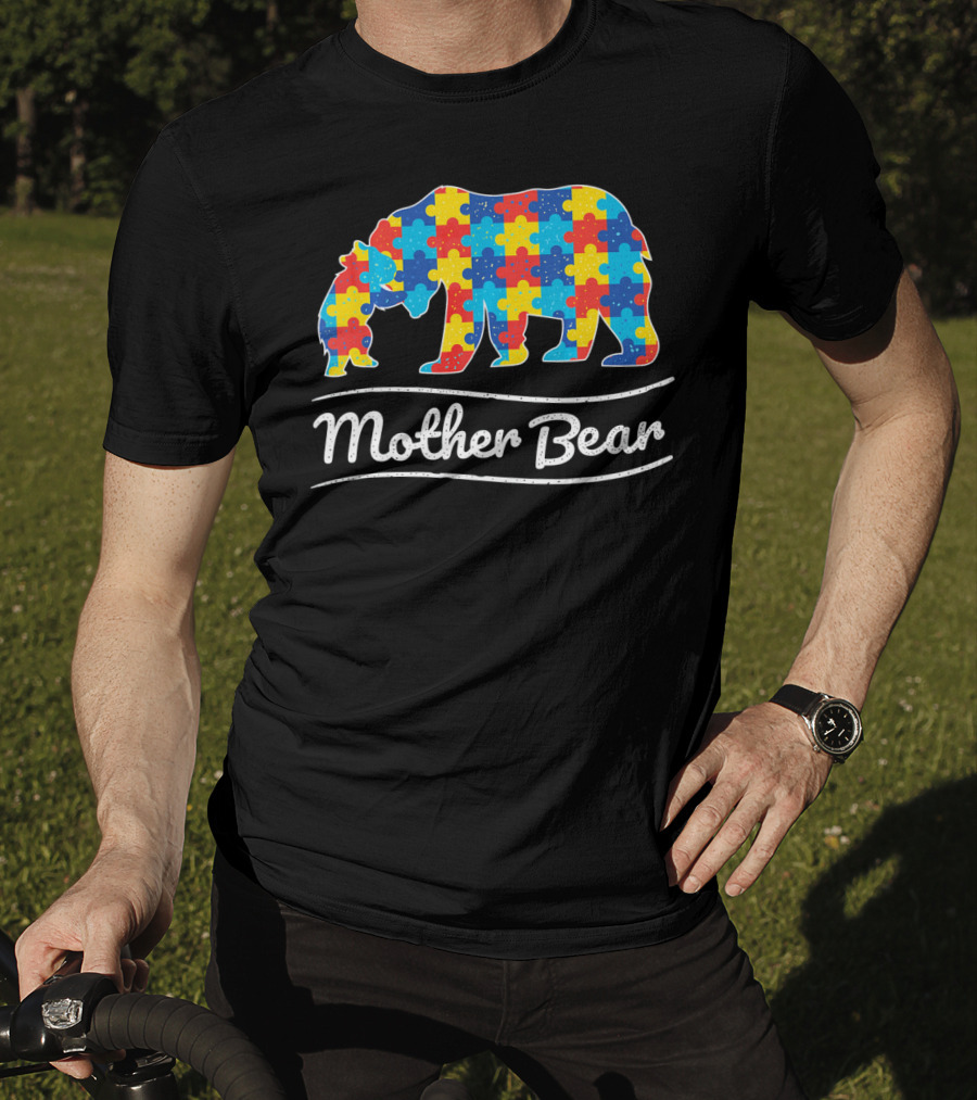 Mother Bear Autism Puzzle Awareness T-Shirt