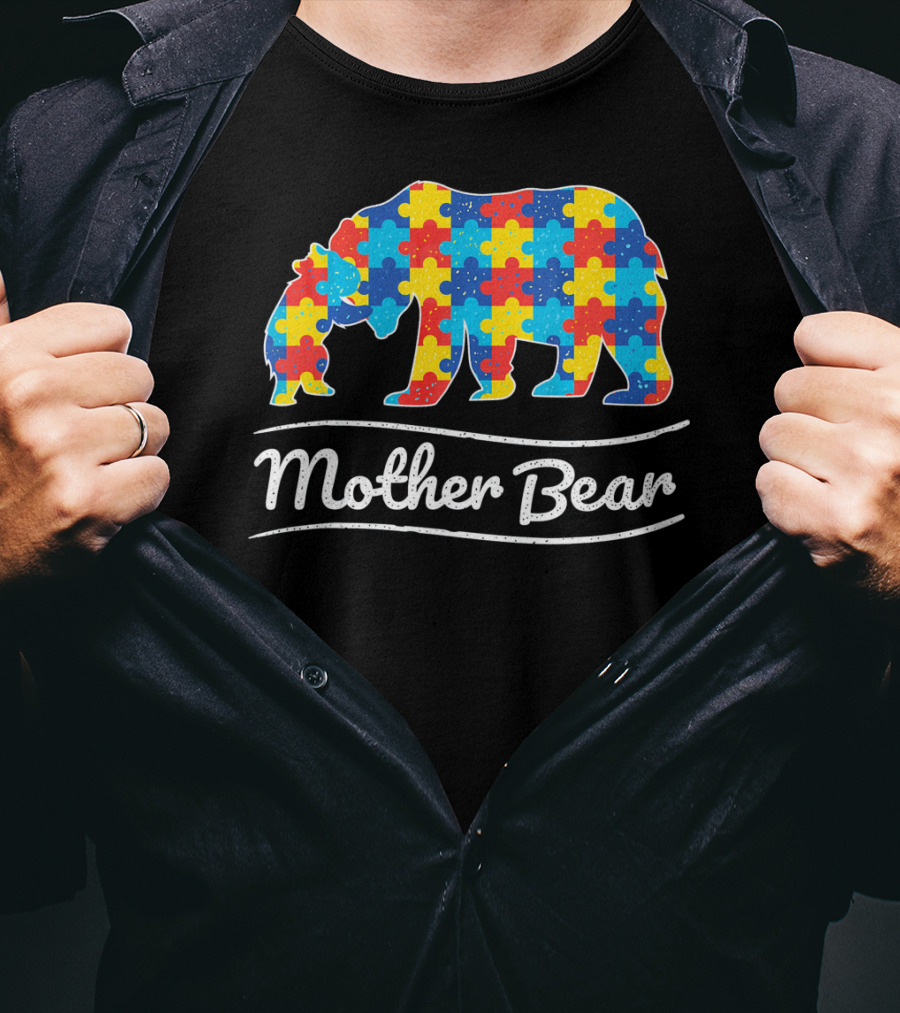 Mother Bear Autism Puzzle Awareness T-Shirt