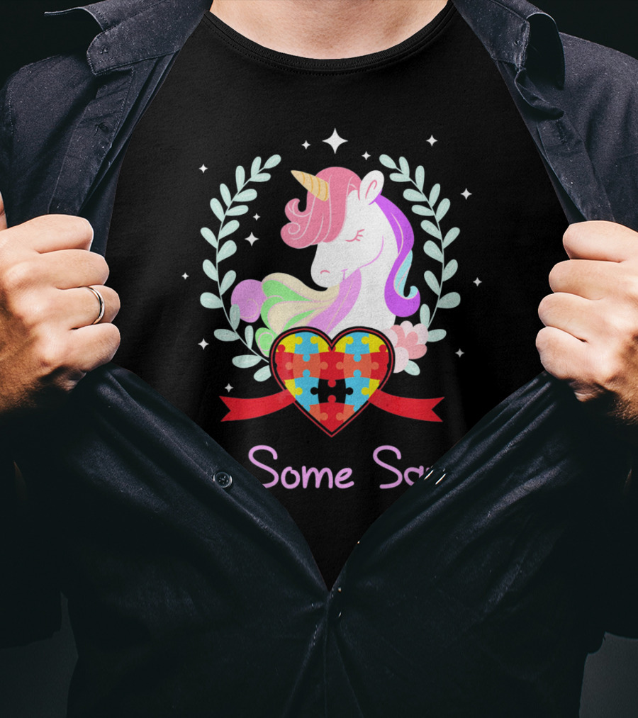 Au Some Squad Autism Awareness Unicorn Puzzle Heart T-Shirt