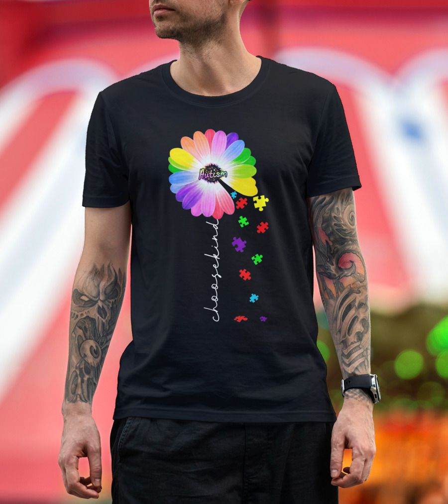 Daisy Flower Autism Choose Kind Puzzle Pieces Awareness T-Shirt