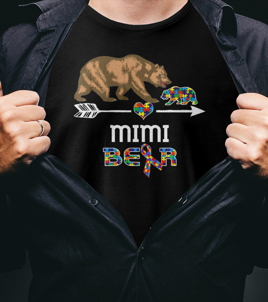 Mimi Bear Autism Awareness Puzzle Heart T-Shirt
