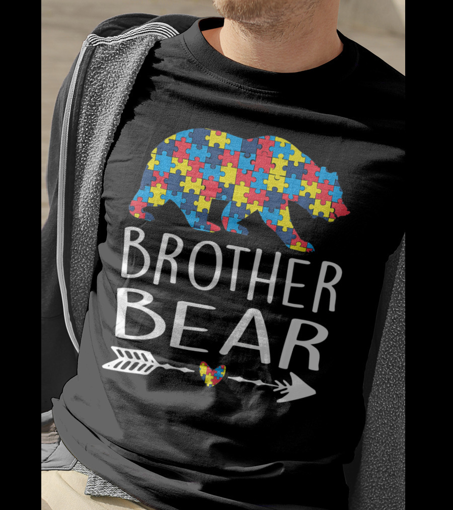 Brother Bear Autism Puzzle Heart Arrow T-Shirt