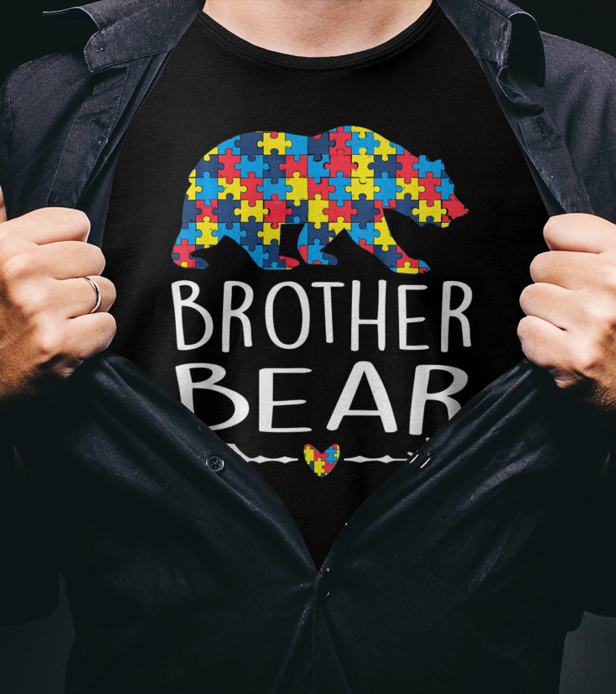 Brother Bear Autism Puzzle Heart Arrow T-Shirt