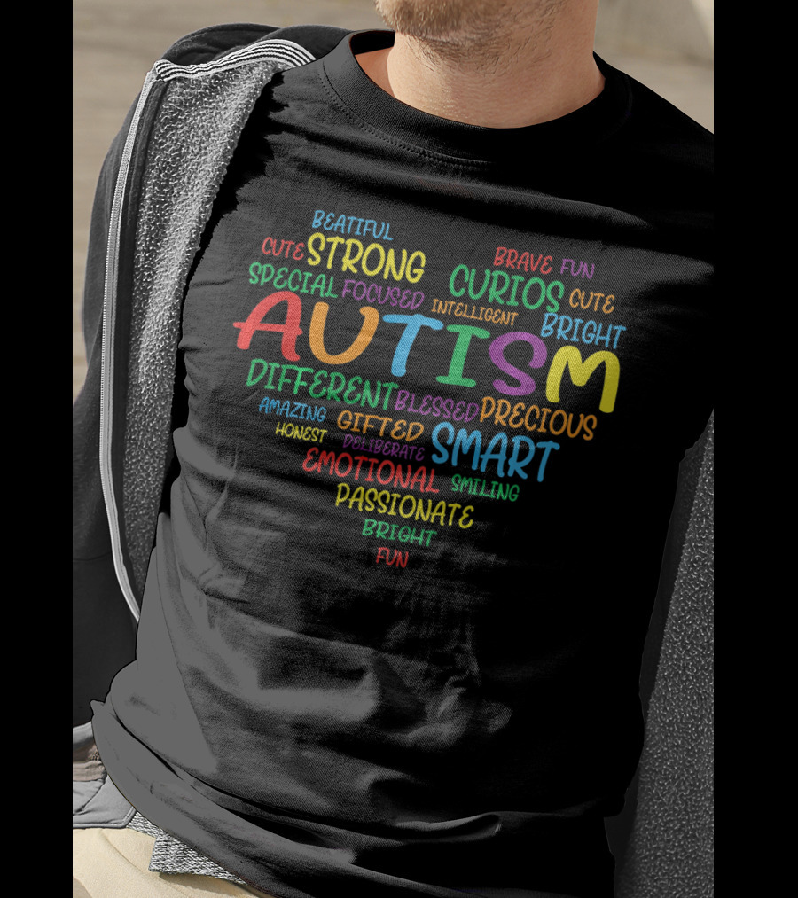 Autism Awareness Day Autism Heart Strong Bright Smart Passionate Gifted Fun T-Shirt