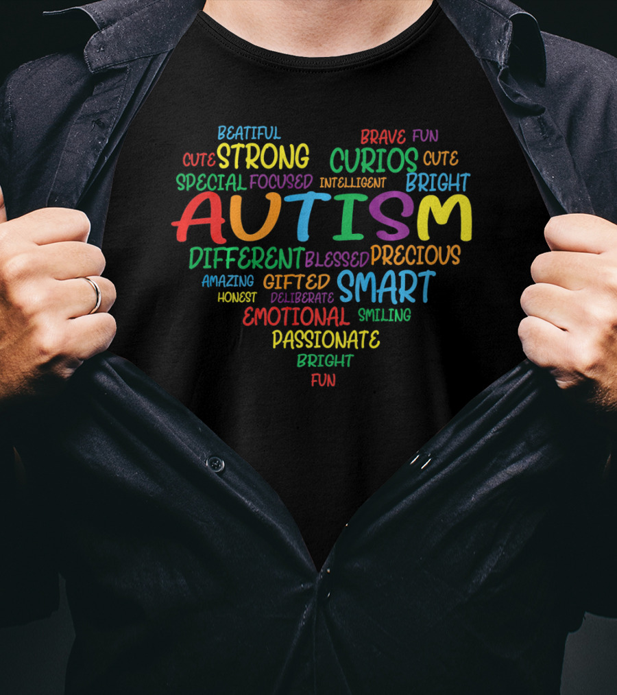Autism Awareness Day Autism Heart Strong Bright Smart Passionate Gifted Fun T-Shirt