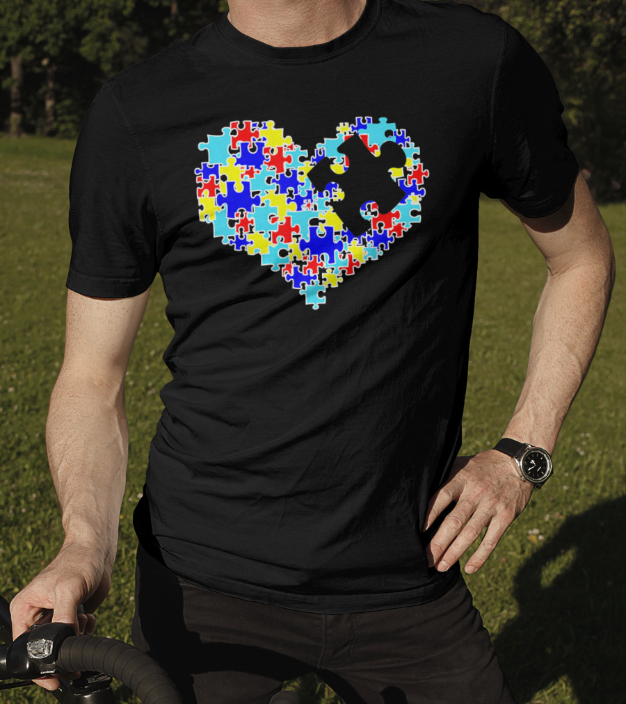 Autism Puzzle Piece Heart Multicolor Symbol For Auti T-Shirt