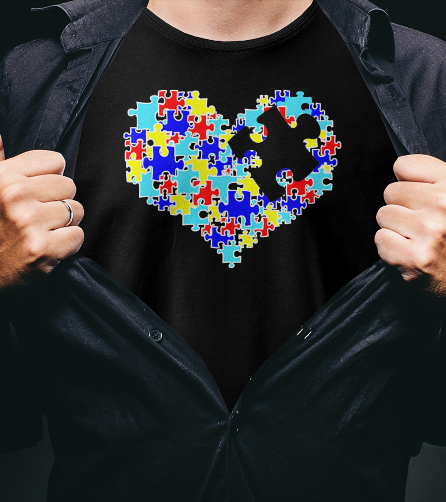 Autism Puzzle Piece Heart Multicolor Symbol For Auti T-Shirt