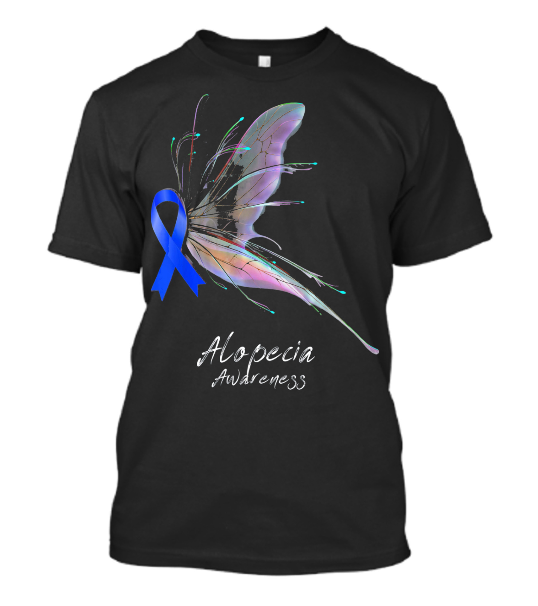 Alopecia Awareness Butterfly Blue T-Shirt