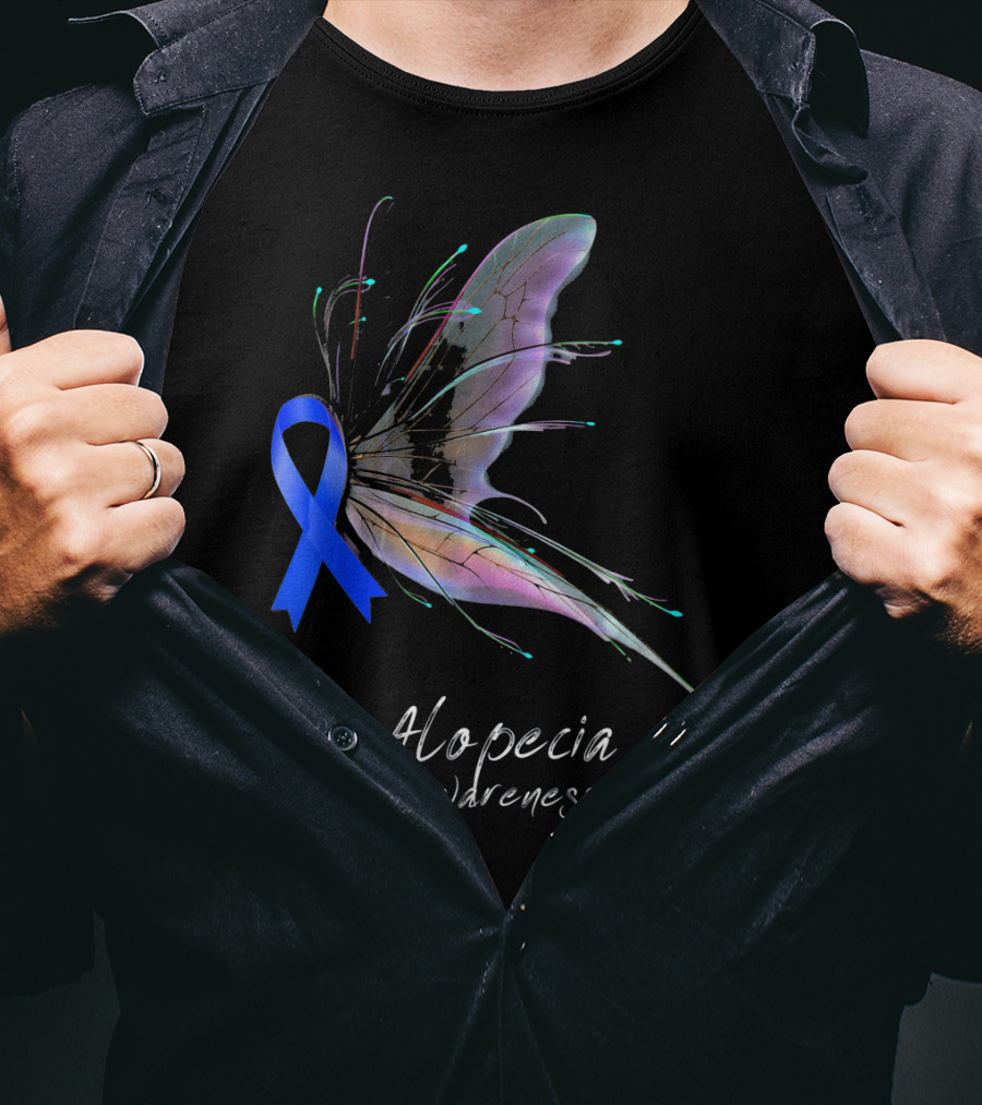 Alopecia Awareness Butterfly Blue T-Shirt