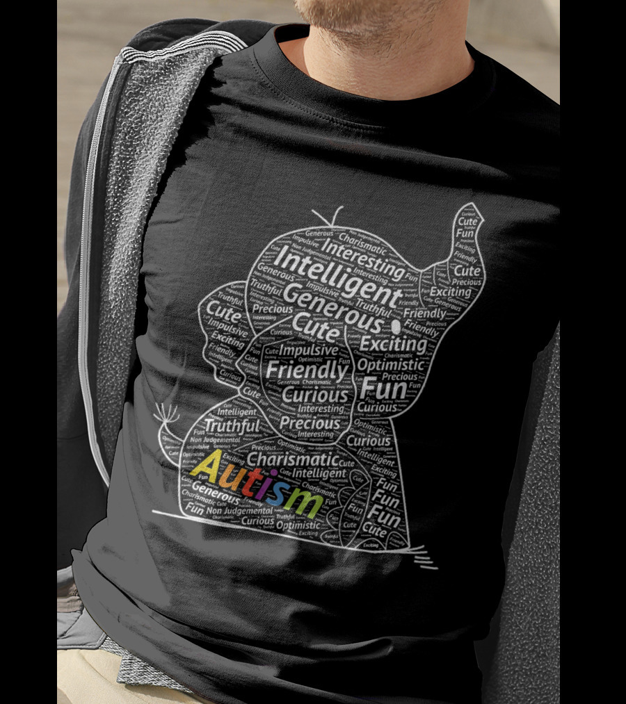 Autism Support Elephant With Intelligent Friendly Generous Words T-Shirt