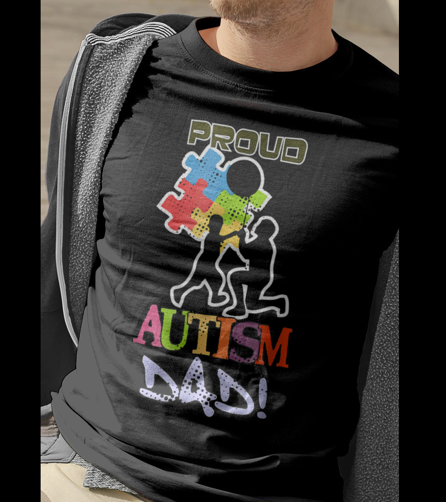 Proud Autism Dad Puzzle Piece Balloon T-Shirt