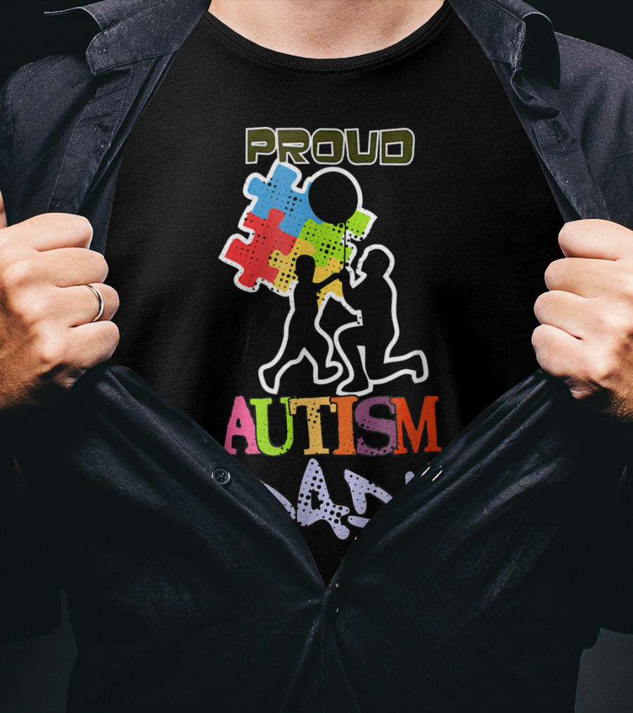 Proud Autism Dad Puzzle Piece Balloon T-Shirt