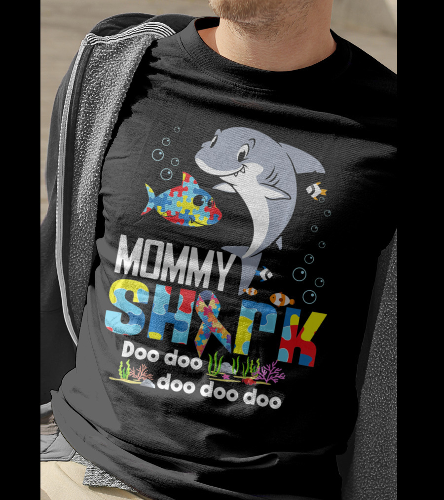 Mommy Shark Autism Doo Doo Doo Autism Puzzle T-Shirt